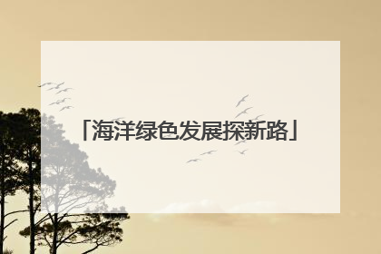海洋绿色发展探新路